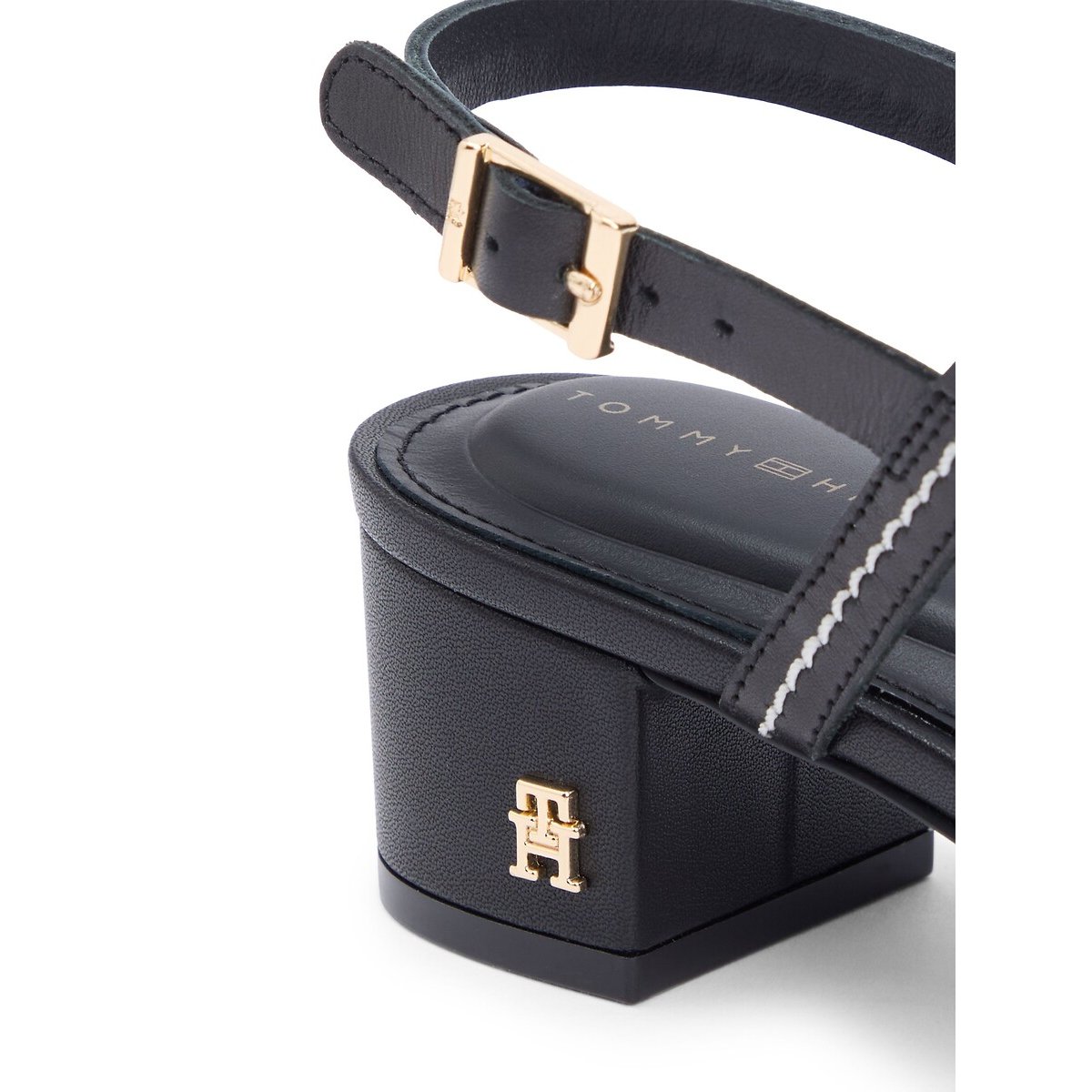 Sandales à talons en cuir noir, TOMMY HILFIGER