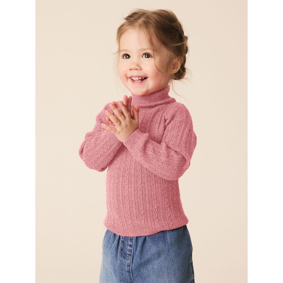 Pull col roulé rose, NEXT