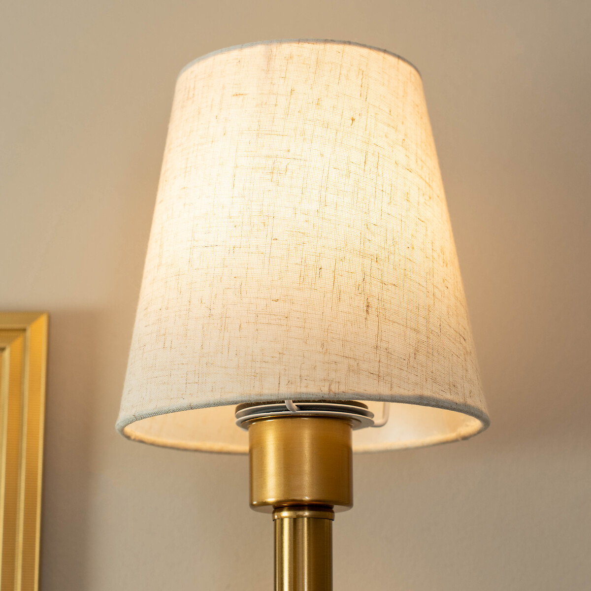 Kasey Rechargeable Easy Fit Wall Light with Shade in Antique Brass gold-coloured, SO'HOME