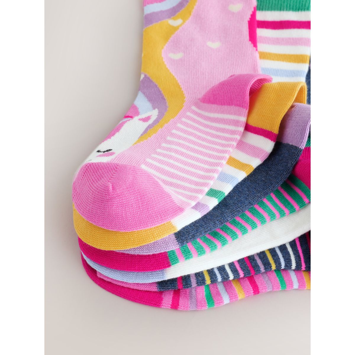 Socquettes coton licornes, 7 paires rose, vert et bleu marine, NEXT