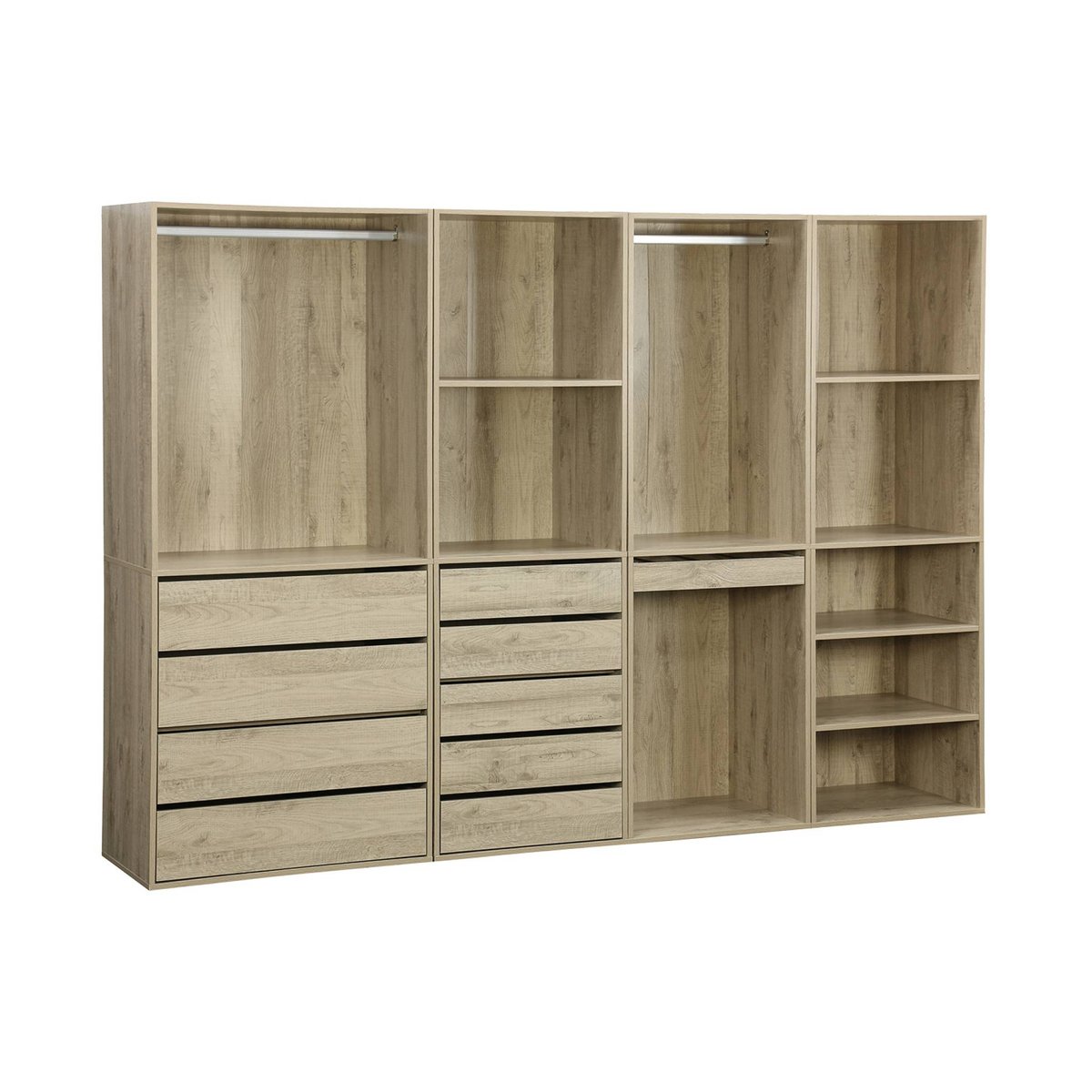 Kit dressing modulable décor bois 4 éléments NEPAL naturel, SWEEEK