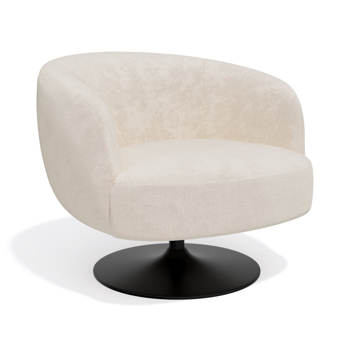 Fauteuil de salon pivotant en velours chenillé OSKA crème, SIA HOME