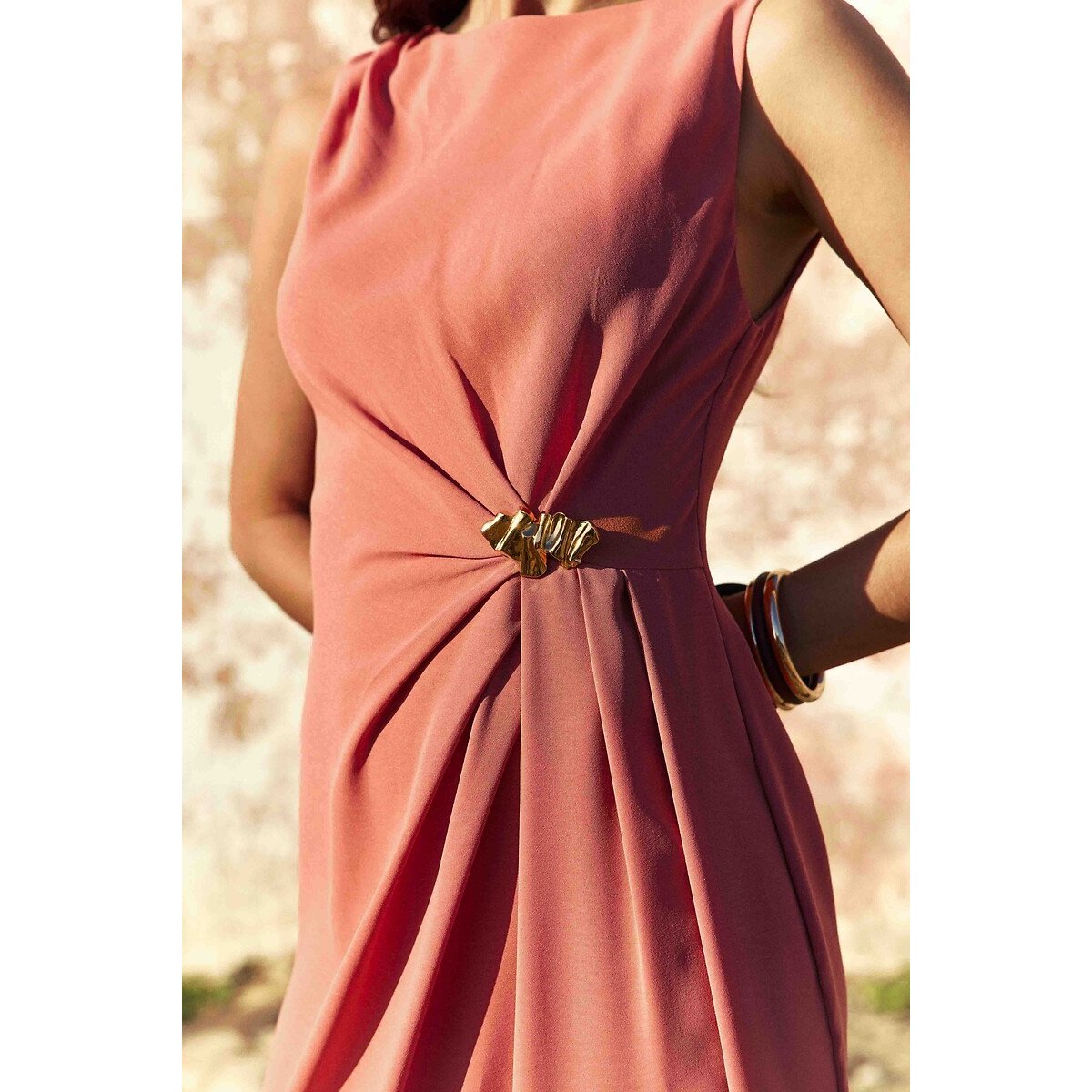 Robe midi sans manches drapée, ROSA terracotta, LA PETITE ETOILE