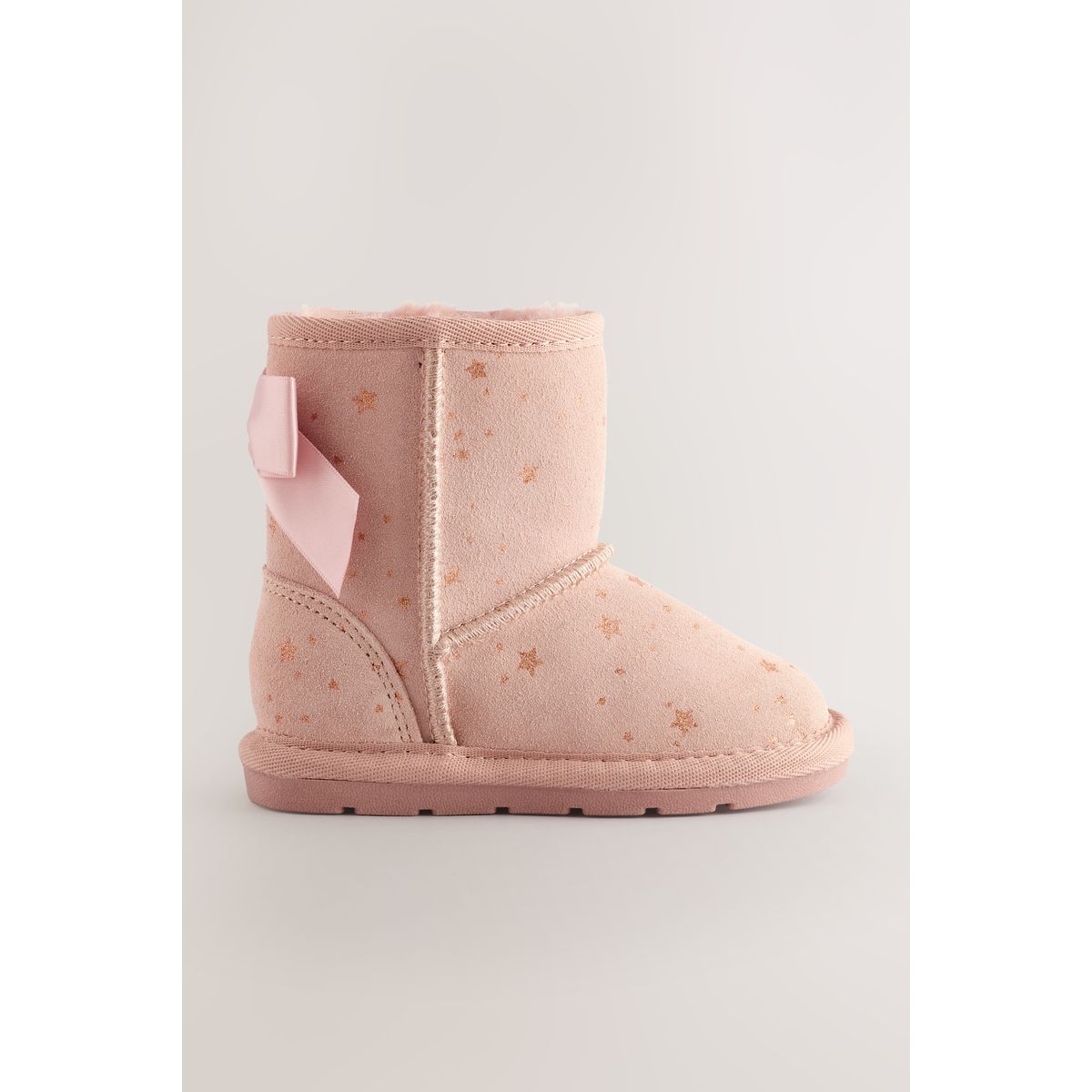 Bottes hautes à enfiler en daim déperlant noeud rose, NEXT
