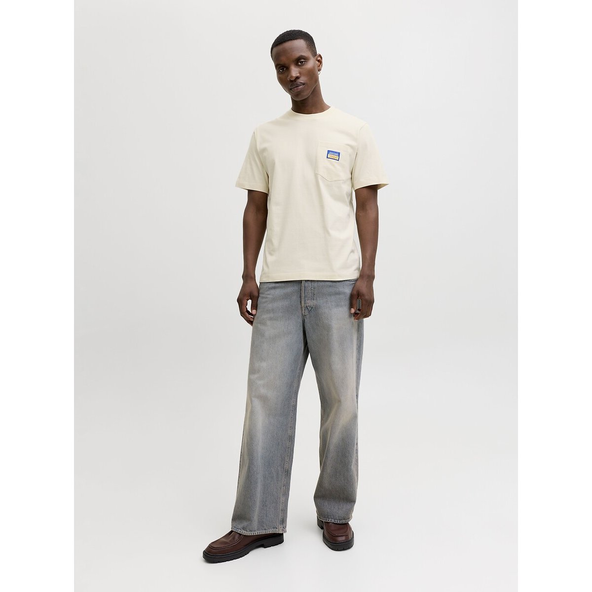 T-Shirt mit Pailletten-Motiv ecru, JACK & JONES