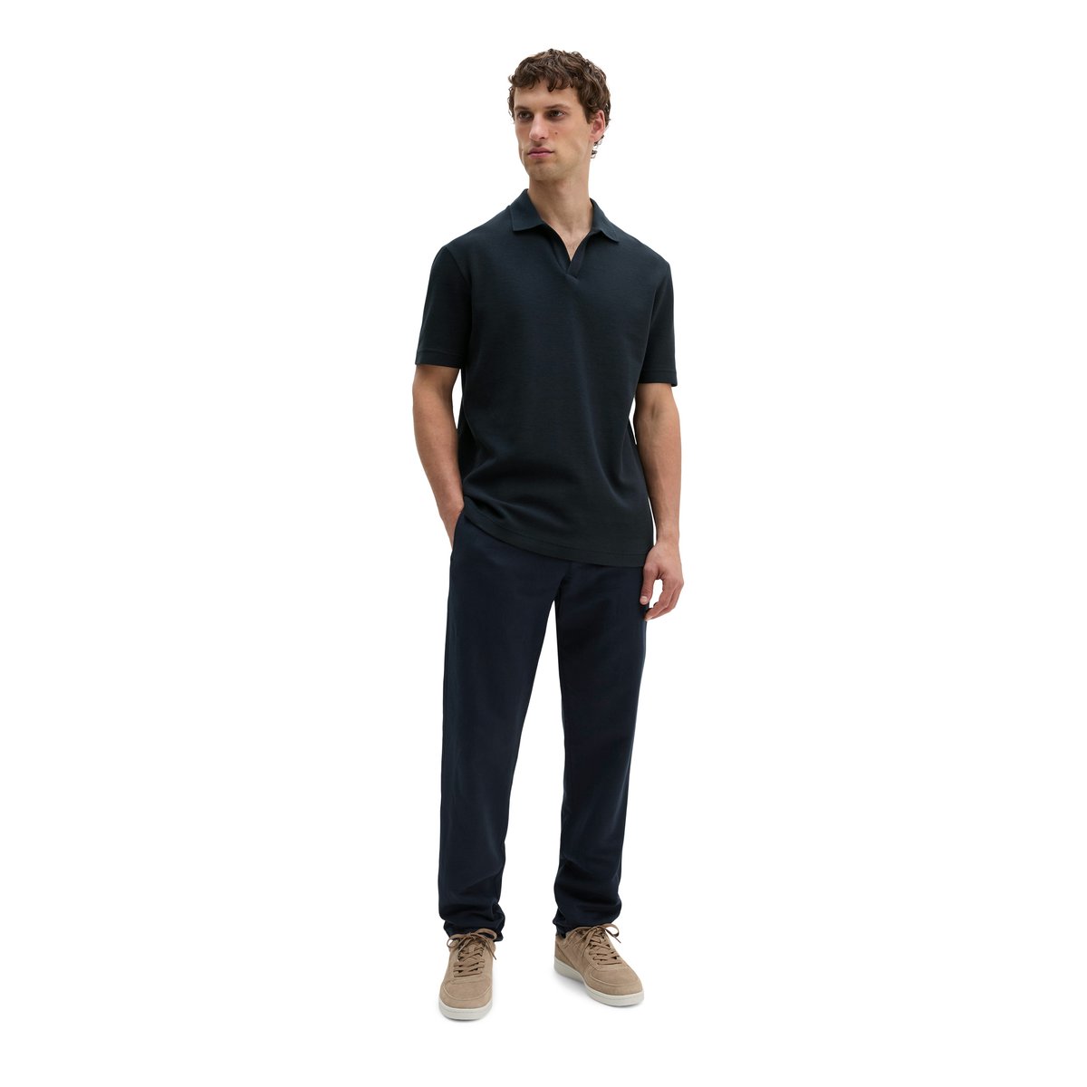 Polo coupe classique en pur coton bio bleu foncé, MARC O'POLO