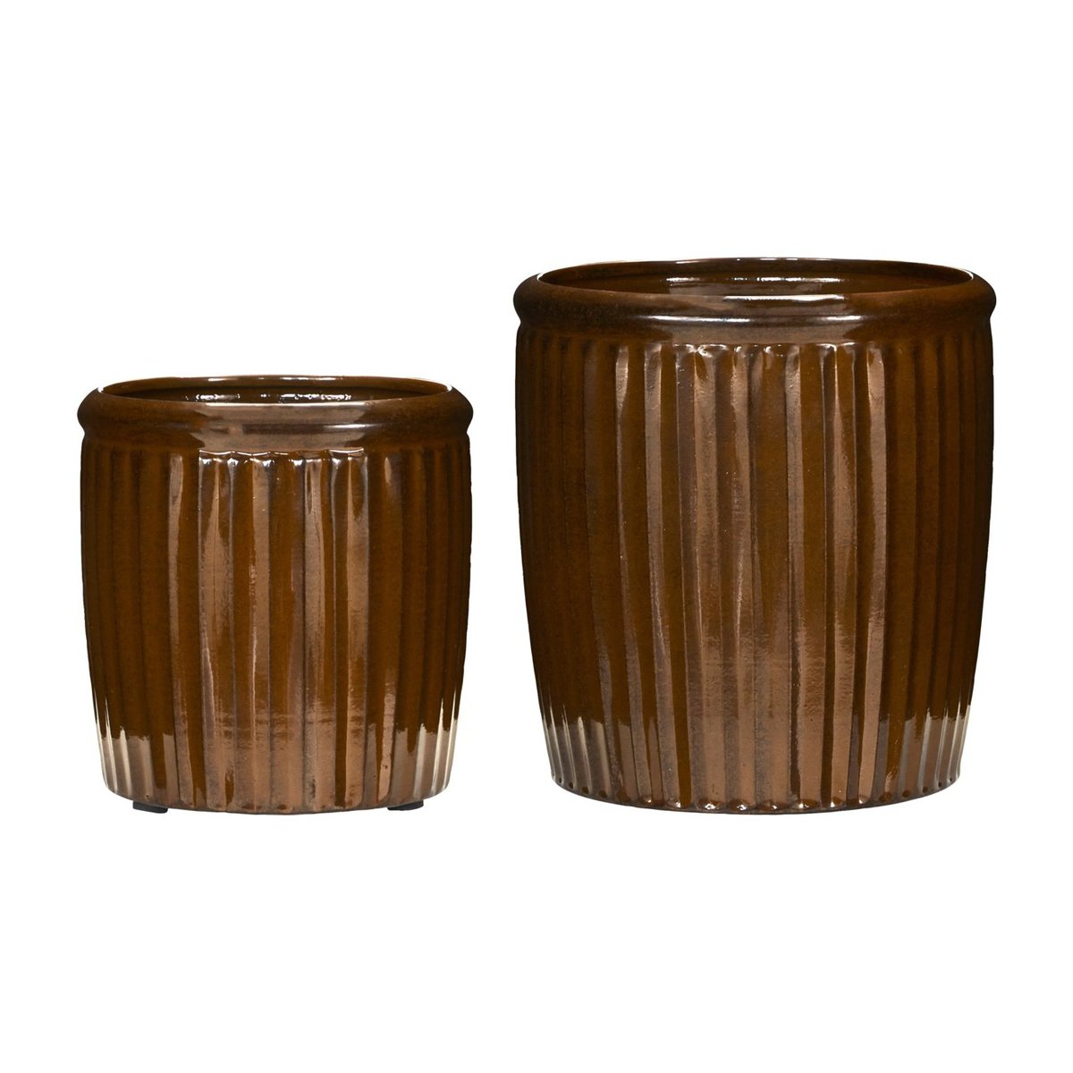 Cache-pot Groove dia 20 cm marron, HOUSE DOCTOR