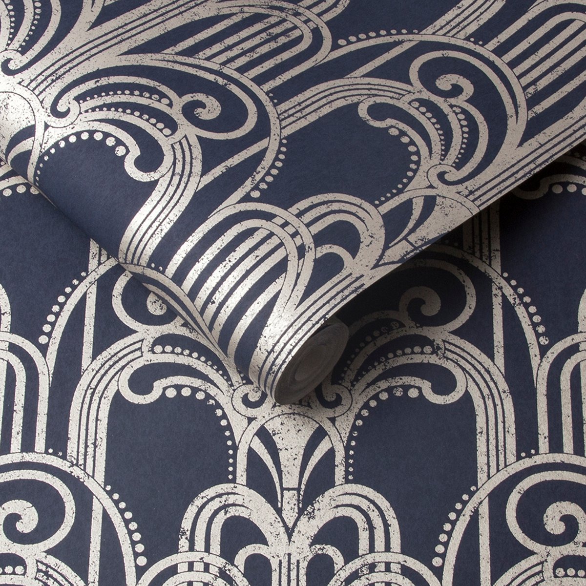 Papier peint Art Deco minuit bleu, GRAHAM ET BROWN