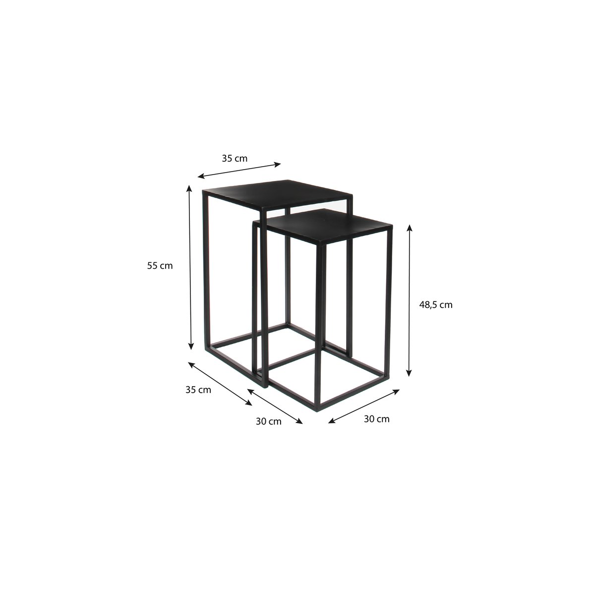 Lot de 2 tables d'appoint GOA noir, MICA DECORATIONS