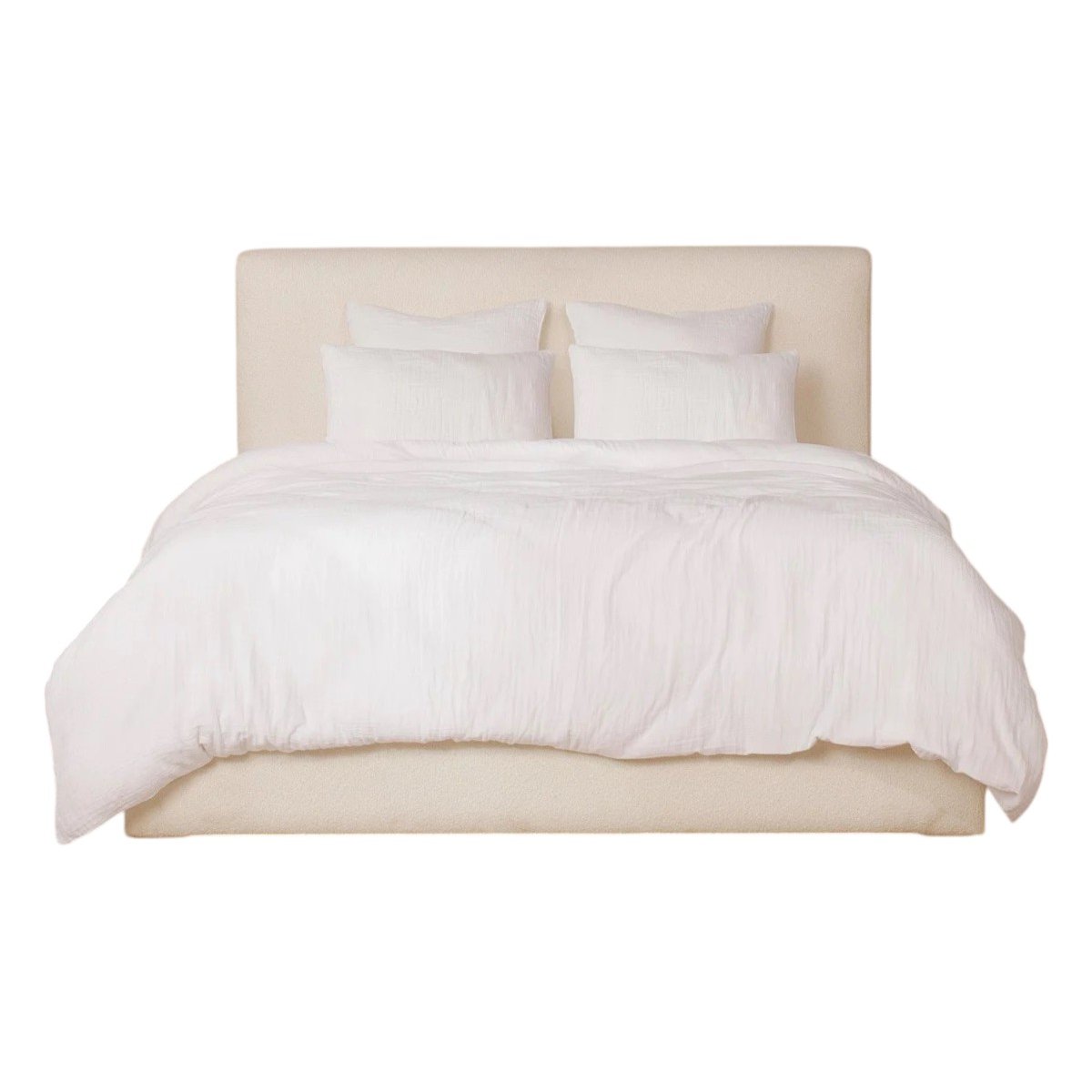 Housse de couette + taies gaze de coton lave Douceur blanc, EDEN