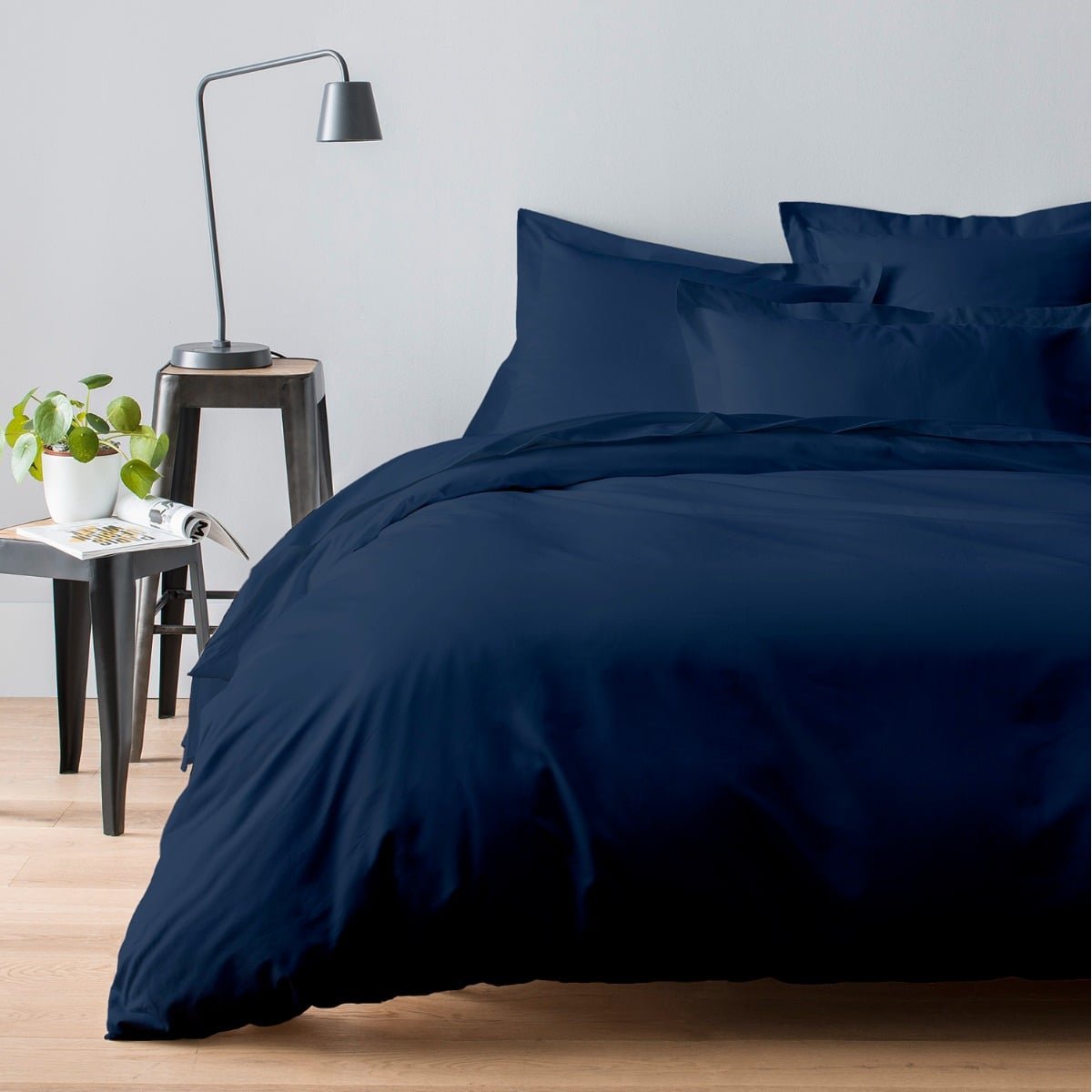 Housse de couette satin de coton égyptien 240 fils - 600tc NEW YORK bleu, COTTON & CO