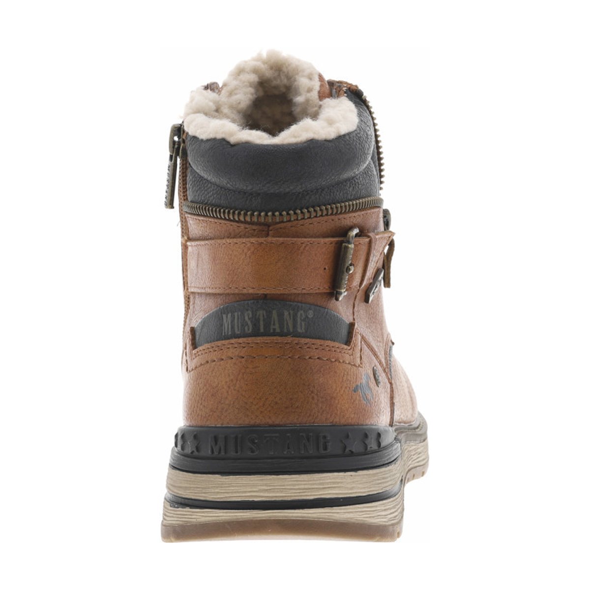Sneakers bleu marine à talon plat avec des lacets et un zip latéral bleu marine, MUSTANG