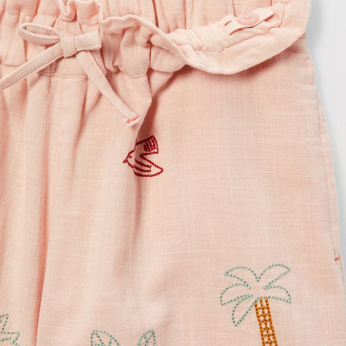 Short brodé en coton gambas, MONOPRIX