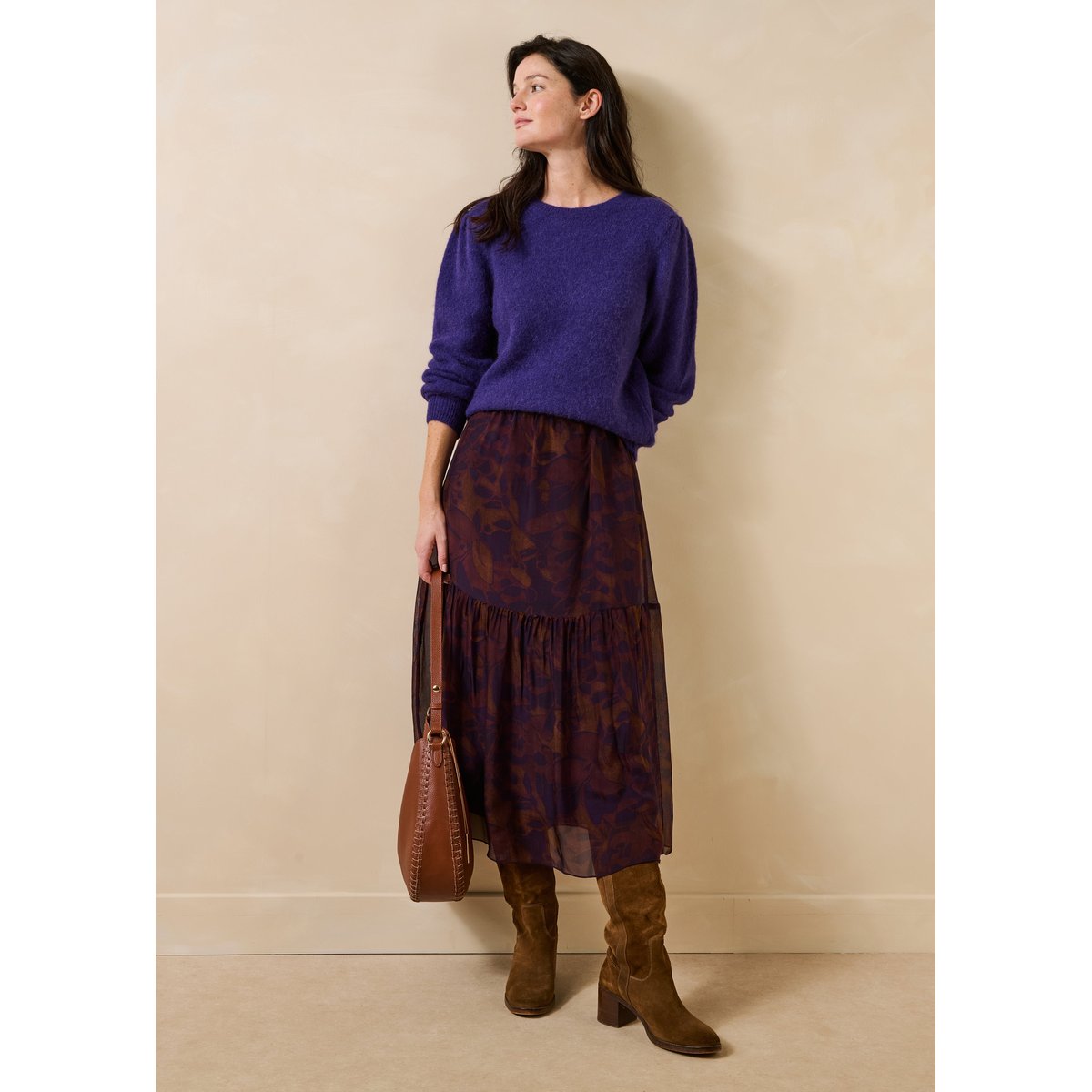 Pull manches longues col rond viola, LA FEE MARABOUTEE