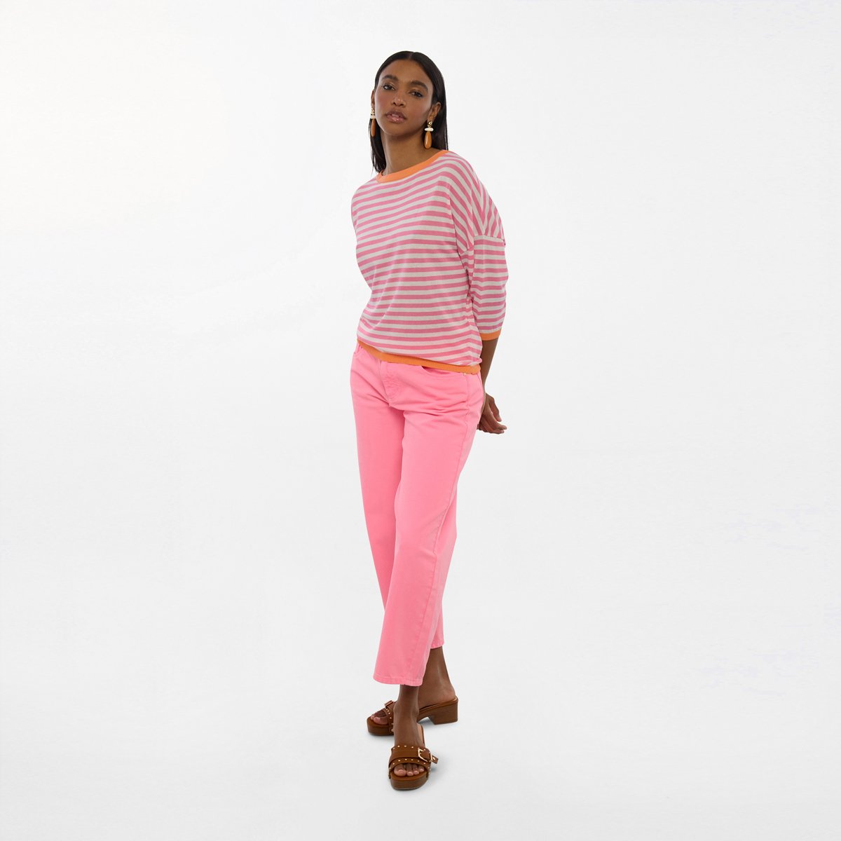 Pantalon coupe droite 7/8 rose, LOLA CASADEMUNT