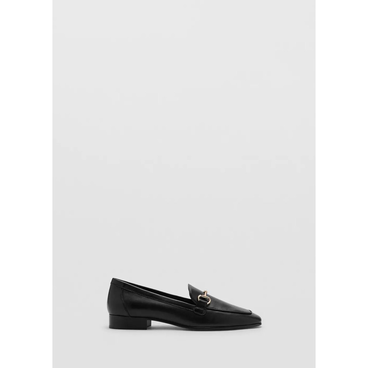 Mocassin en cuir avec boucle noir, MANGO