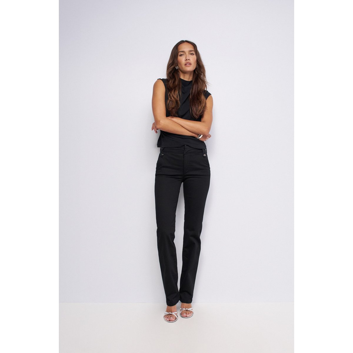 SECRET CHINO PUSH IN STRAIGHT noir, SALSA JEANS
