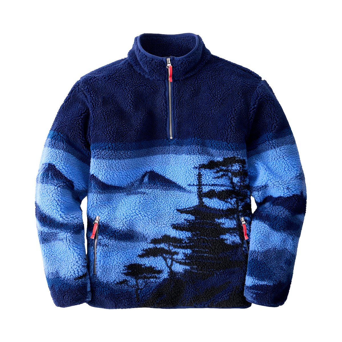 Sweat Col Cheminée en Sherpa Motif Paysage bleu, JOE BROWNS