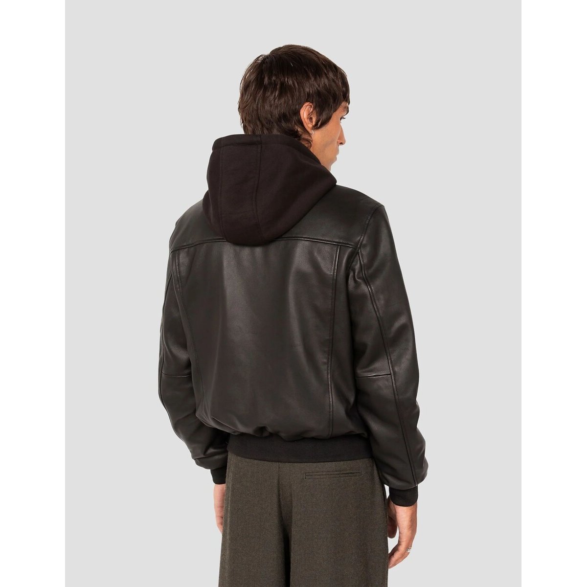 LCSPORT Hooded Leather Bomber Jacket black, SCHOTT