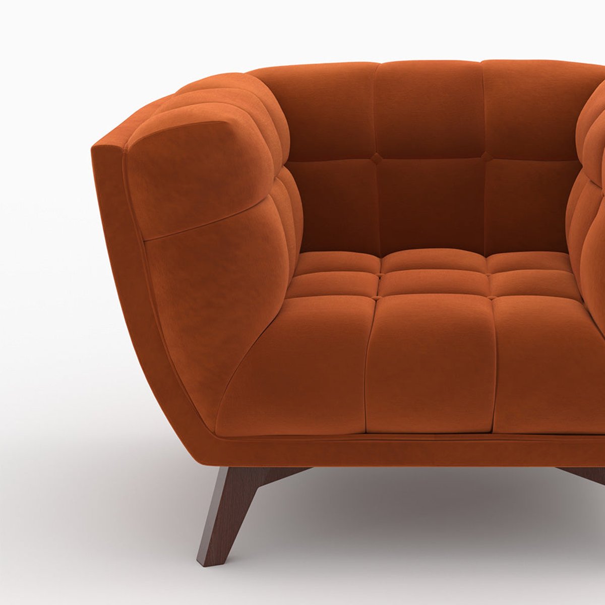 Ensemble canapé et fauteuil en velours 4 places - MONA orange, MAISON PAVANE