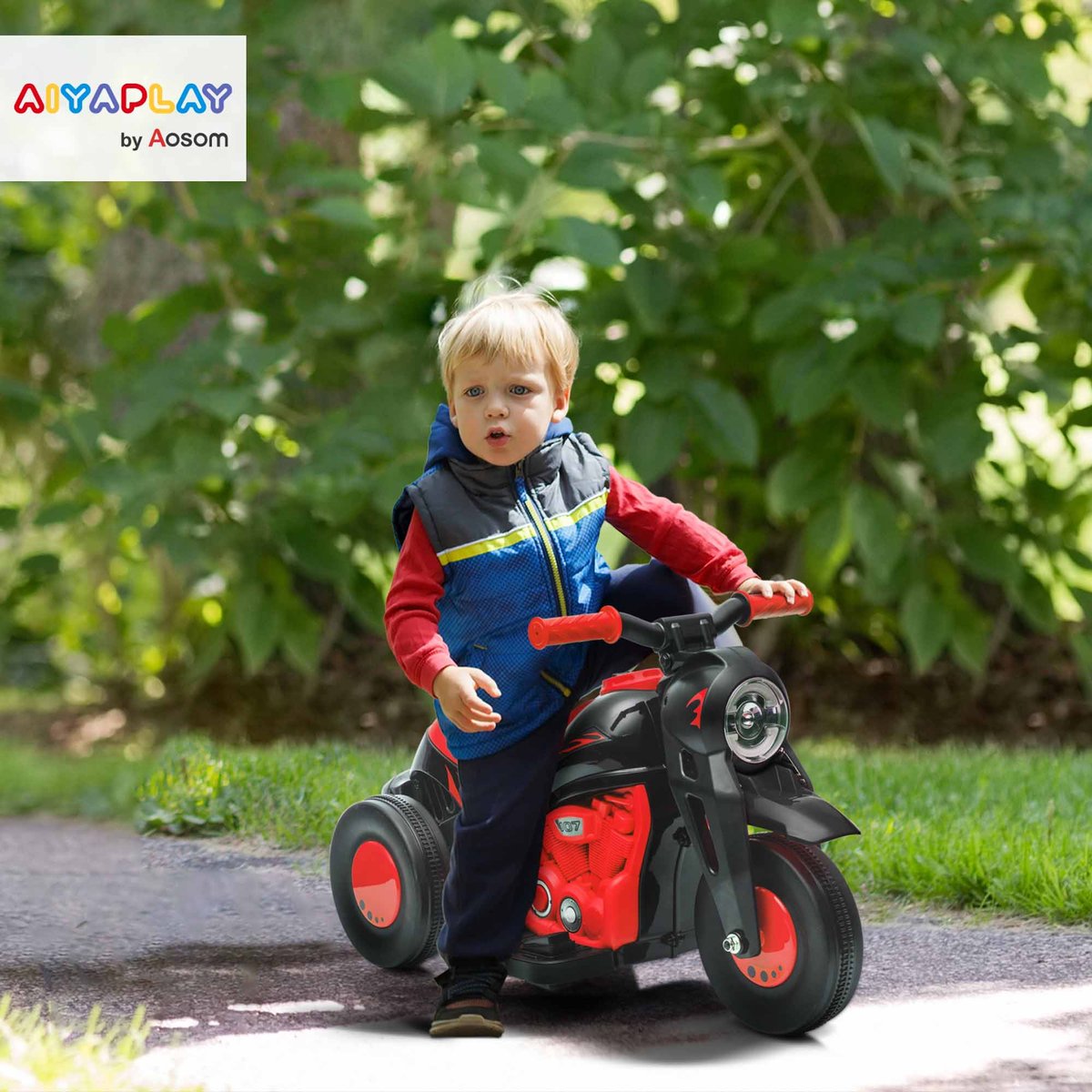 Moto électrique à conducteur assis Plastique rouge, AIYAPLAY