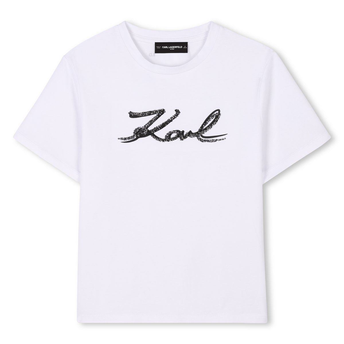 T-shirt avec sequins blanc, KARL LAGERFELD KIDS