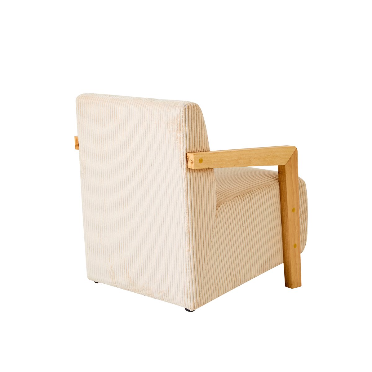Fauteuil de salon en bois massif et velours côtelé, LERWICK beige, NORDLYS
