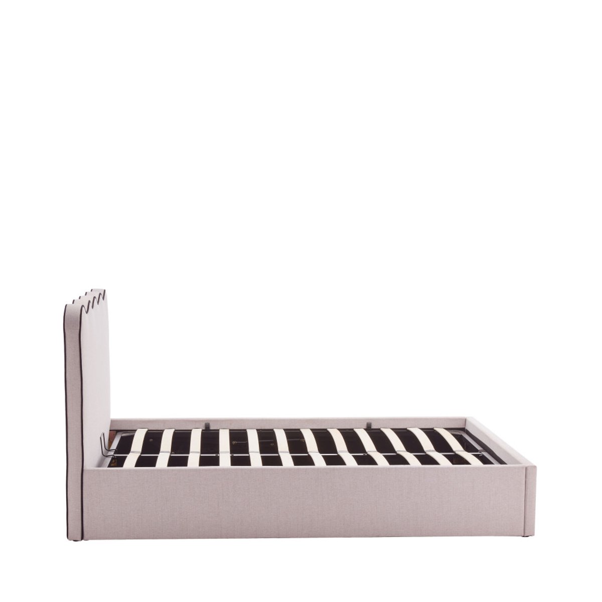 Lit coffre en tissu avec tête de lit ondulée 140x190cm- NAGOYA beige, DRAWER