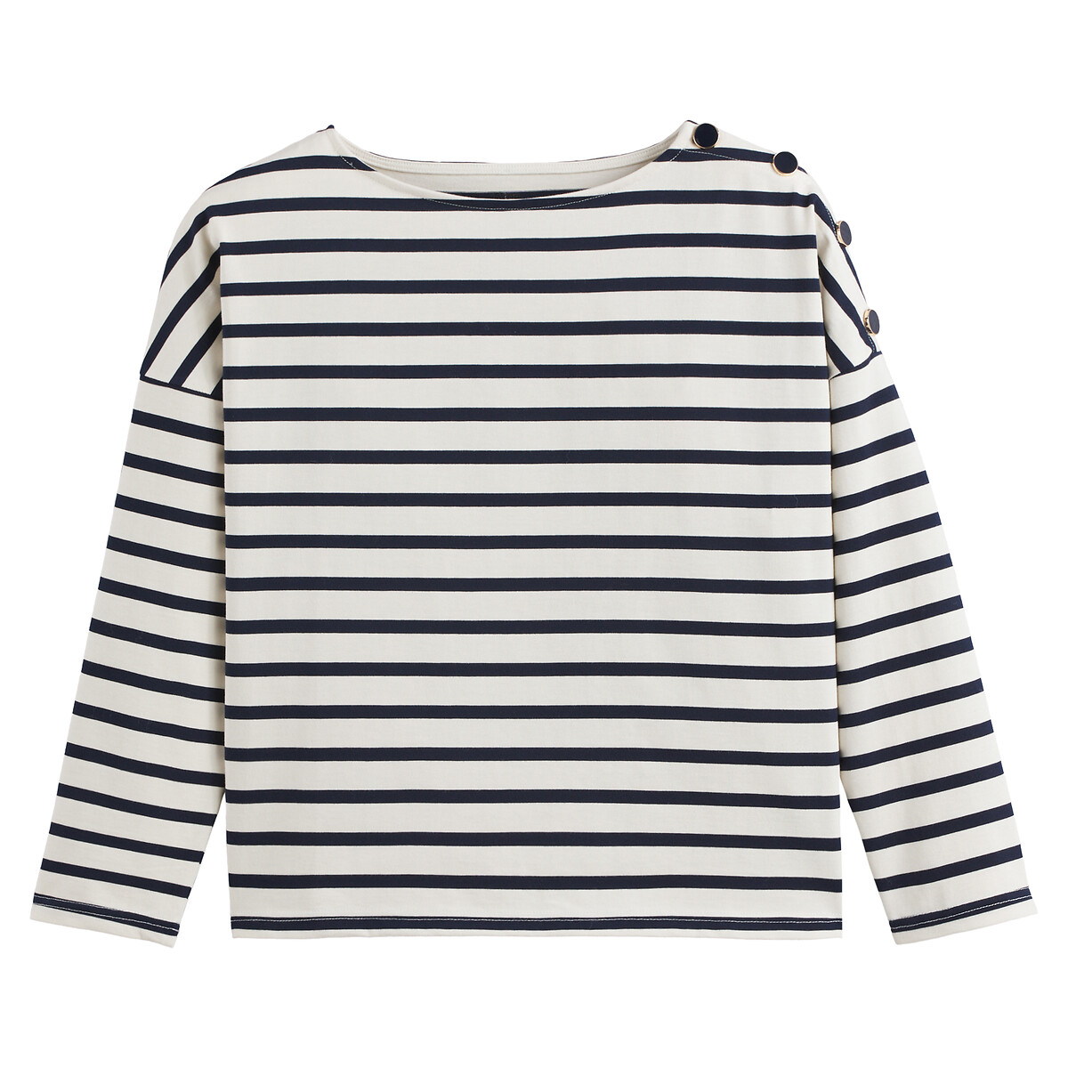 T-shirt marinière volume loose, Signature AIMIE rayé bleu marine, LA REDOUTE COLLECTIONS