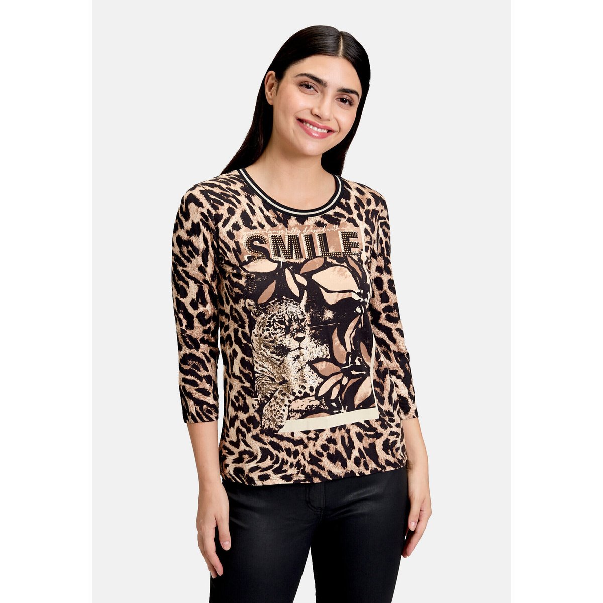 T-shirt basique à imprimé noir/beige, BETTY BARCLAY