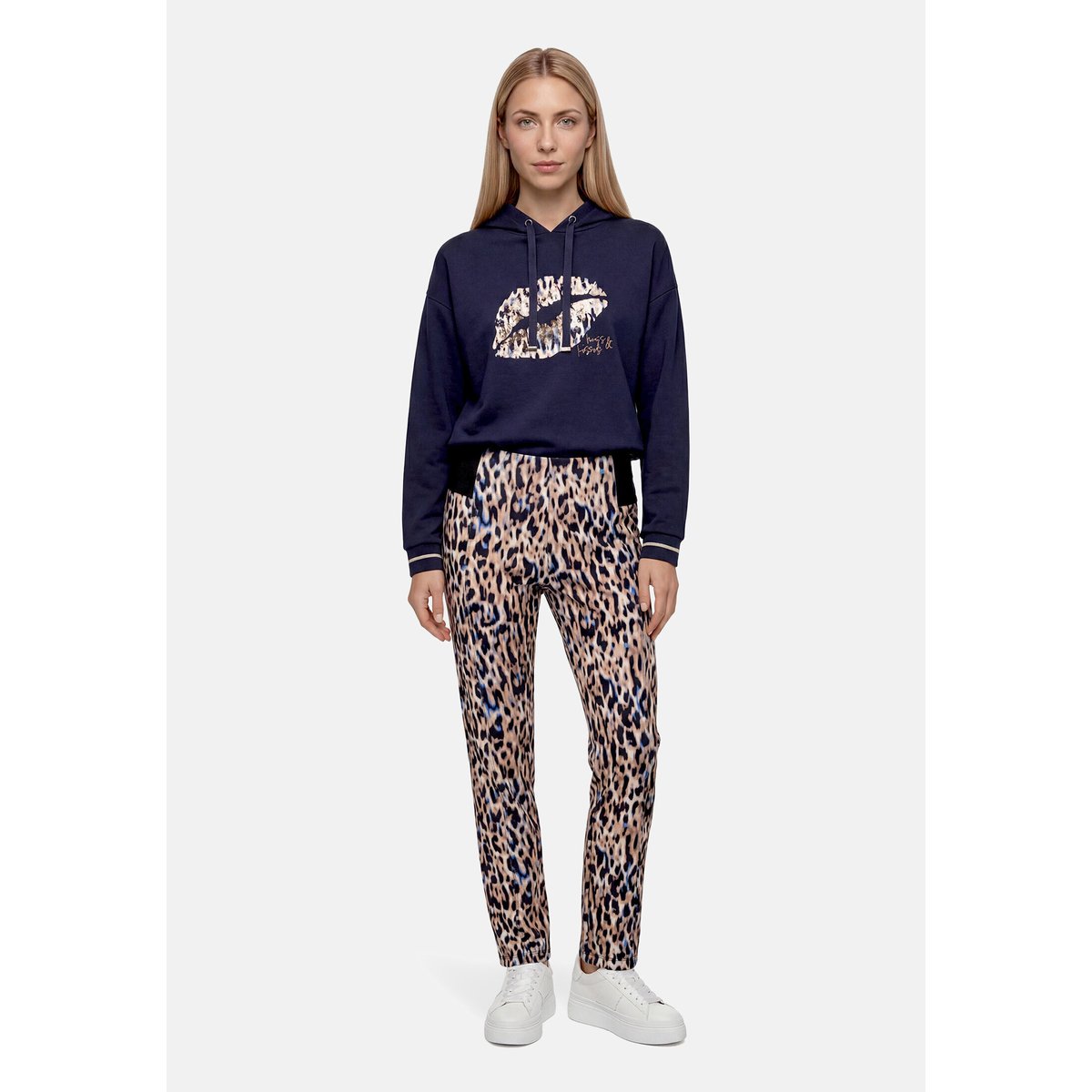 Pantalon basique à taille élastique dark blue/beige, BETTY BARCLAY
