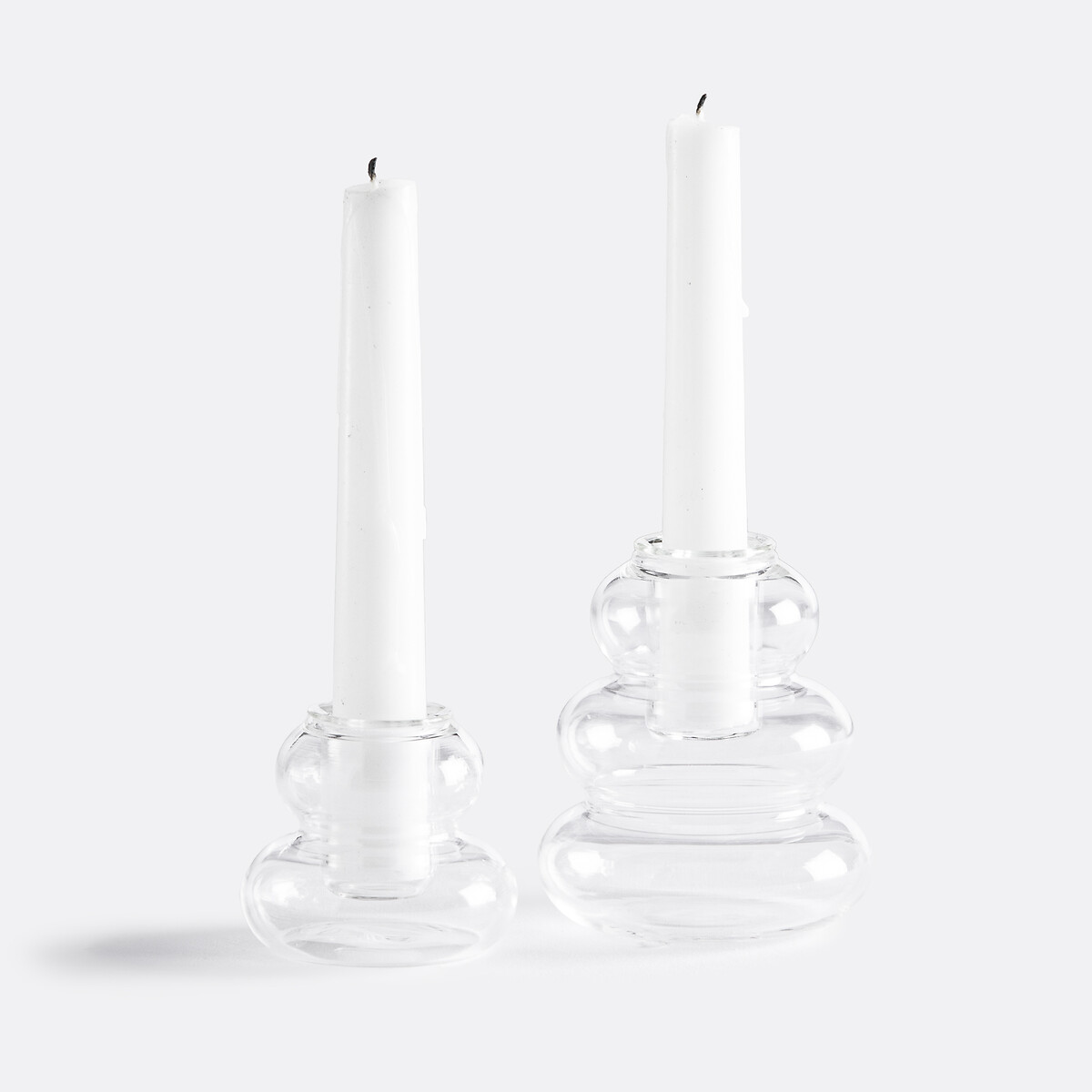 Hadi Set of 2 Transparent Glass Candle Holders transparent, LA REDOUTE INTERIEURS