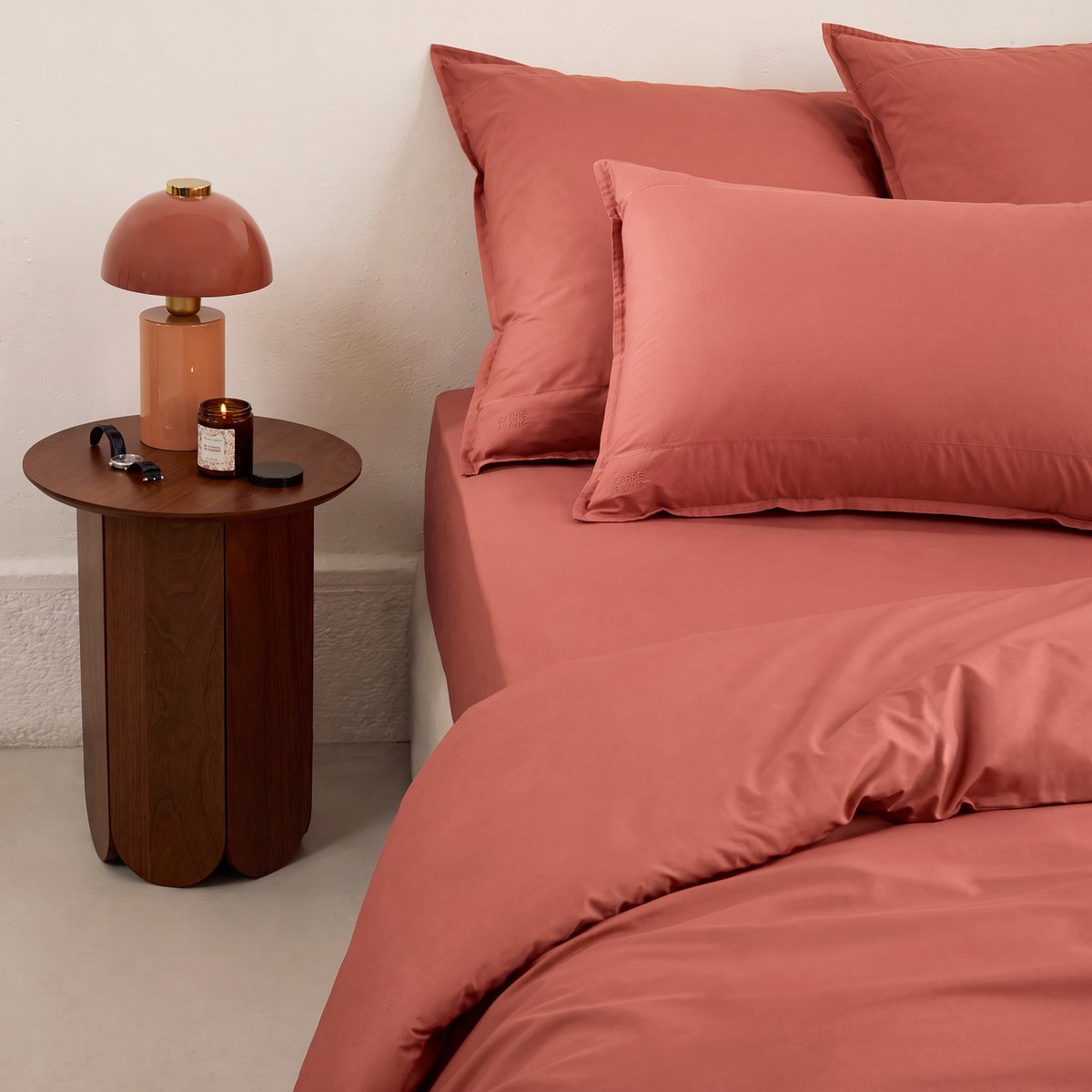 Housse de couette coton Neo bois de rose NÉO bois de rose, CARRE BLANC
