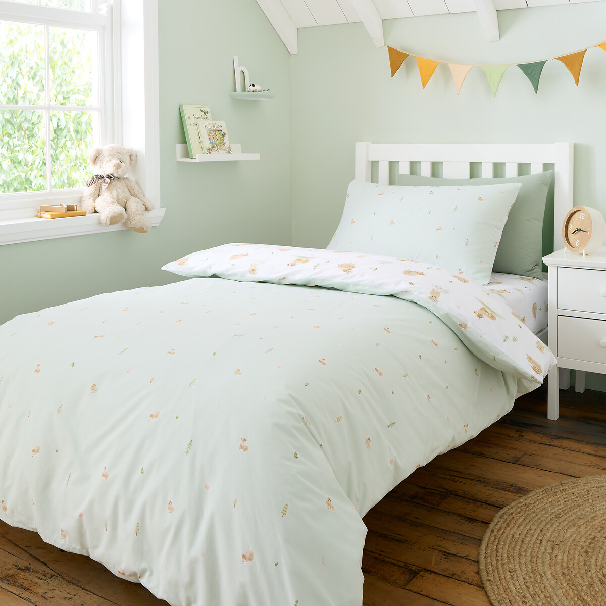Mini Moo Cow Reversible Cotton Duvet Cover and Pillowcase Set white, BIANCA FINE LINENS