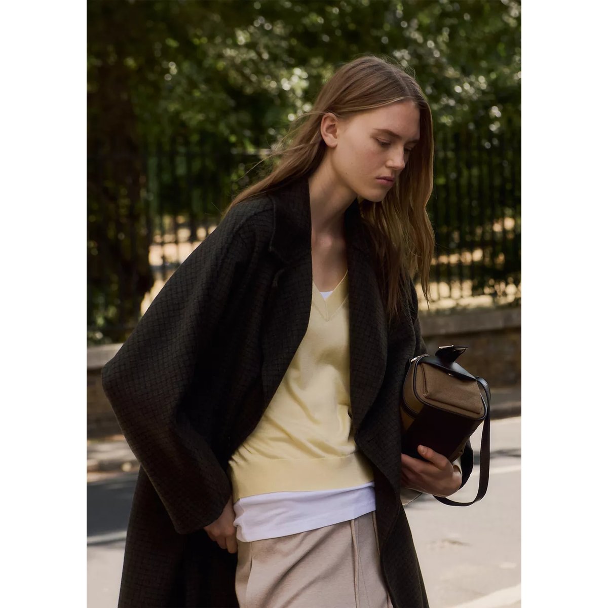 Manteau laine fait main chocolat, MANGO