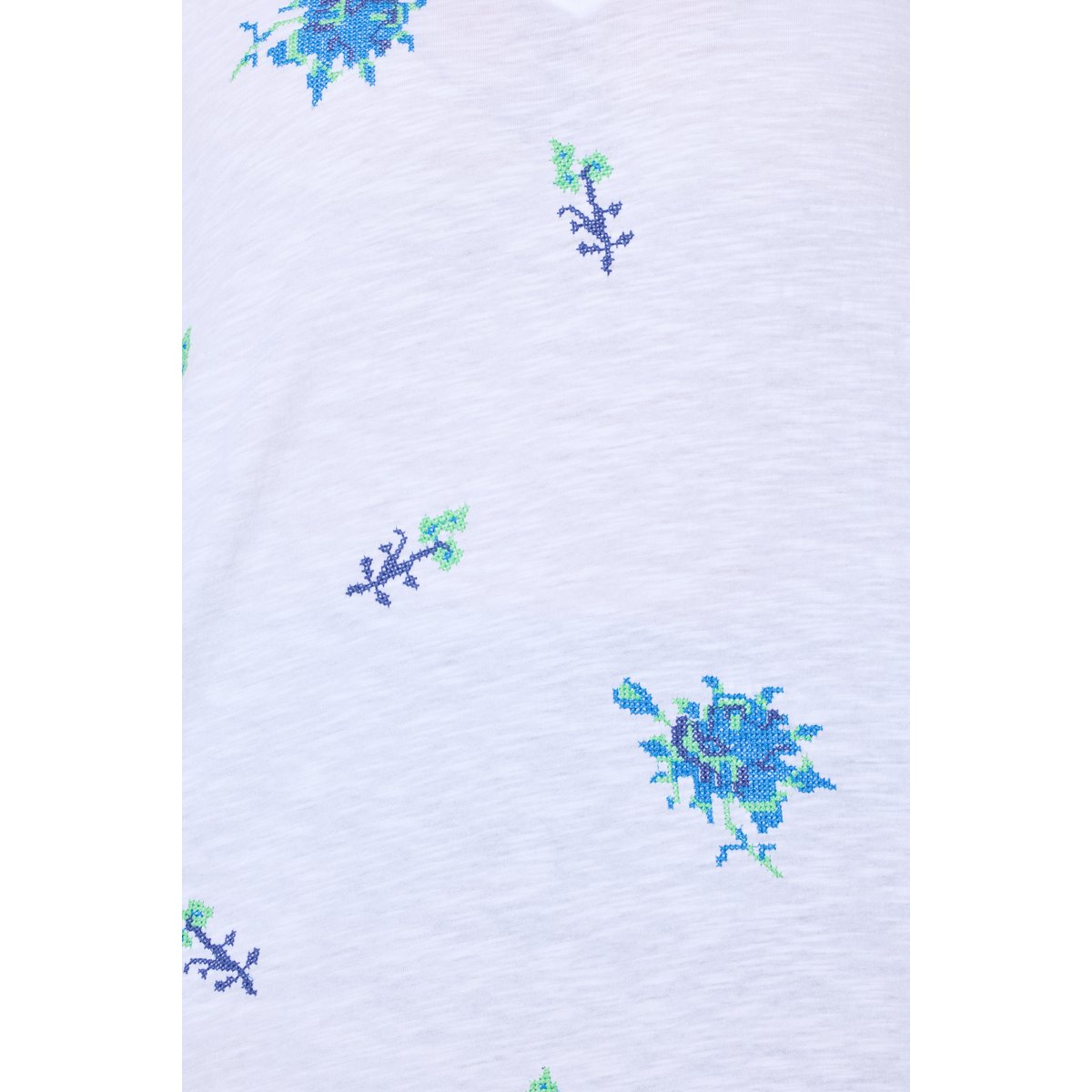 T-shirt oversize à broderies. Décolleté V blanc neige, ULLA POPKEN