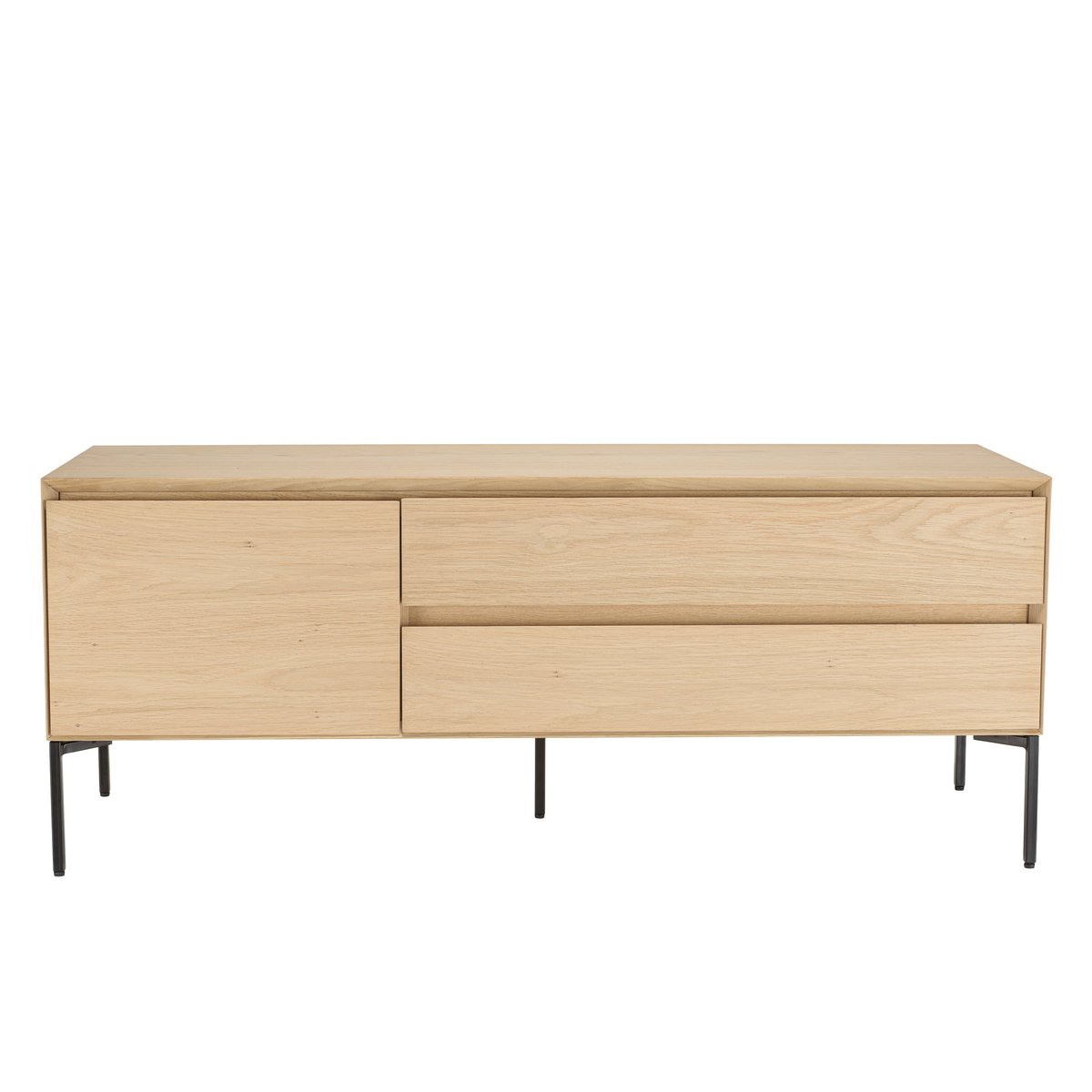 Meuble TV contemporain bois couleur naturelle 1 porte 2 tiroirs MAYENCE bois, PIER IMPORT