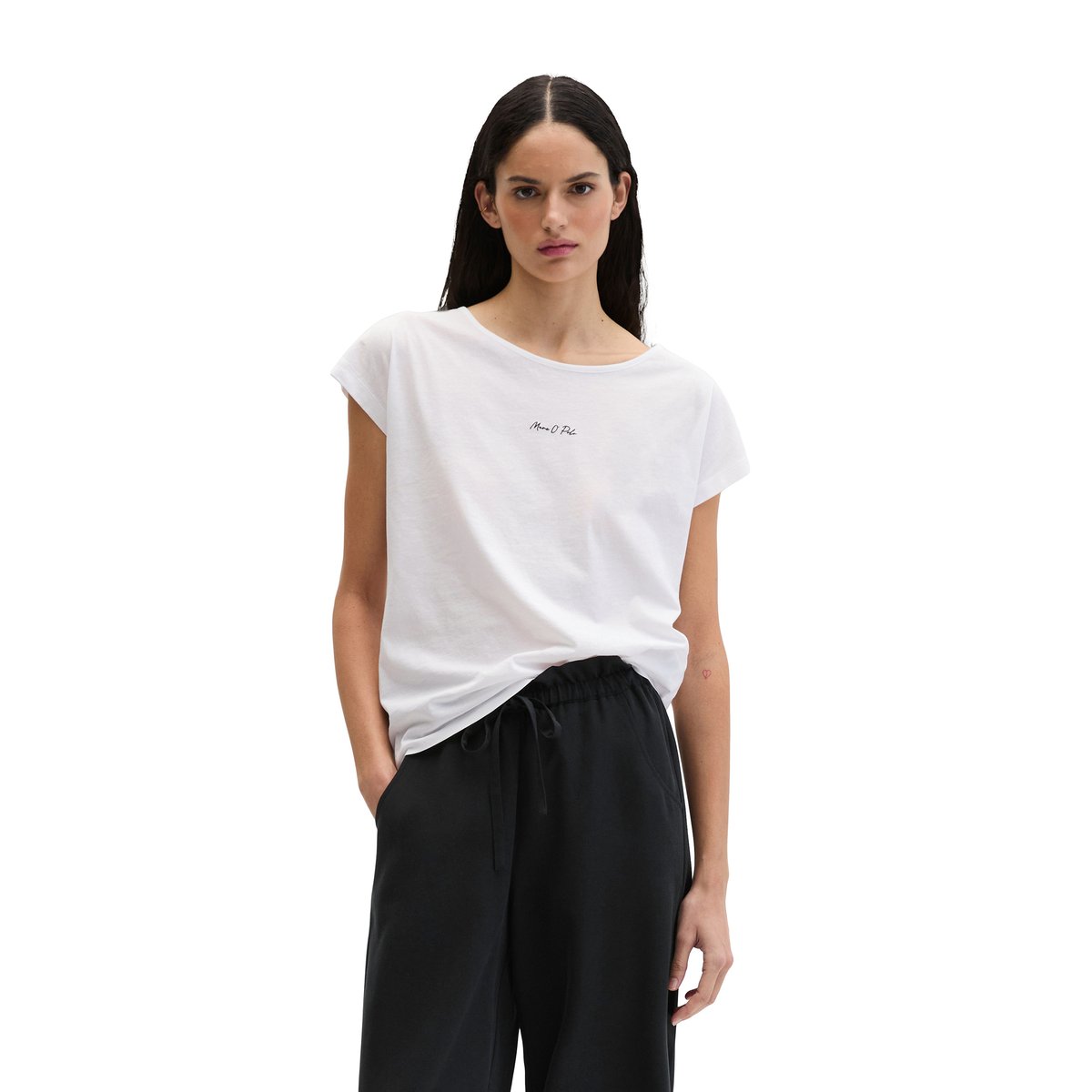 T-shirt imprimé loose en single jersey léger blanc, MARC O'POLO