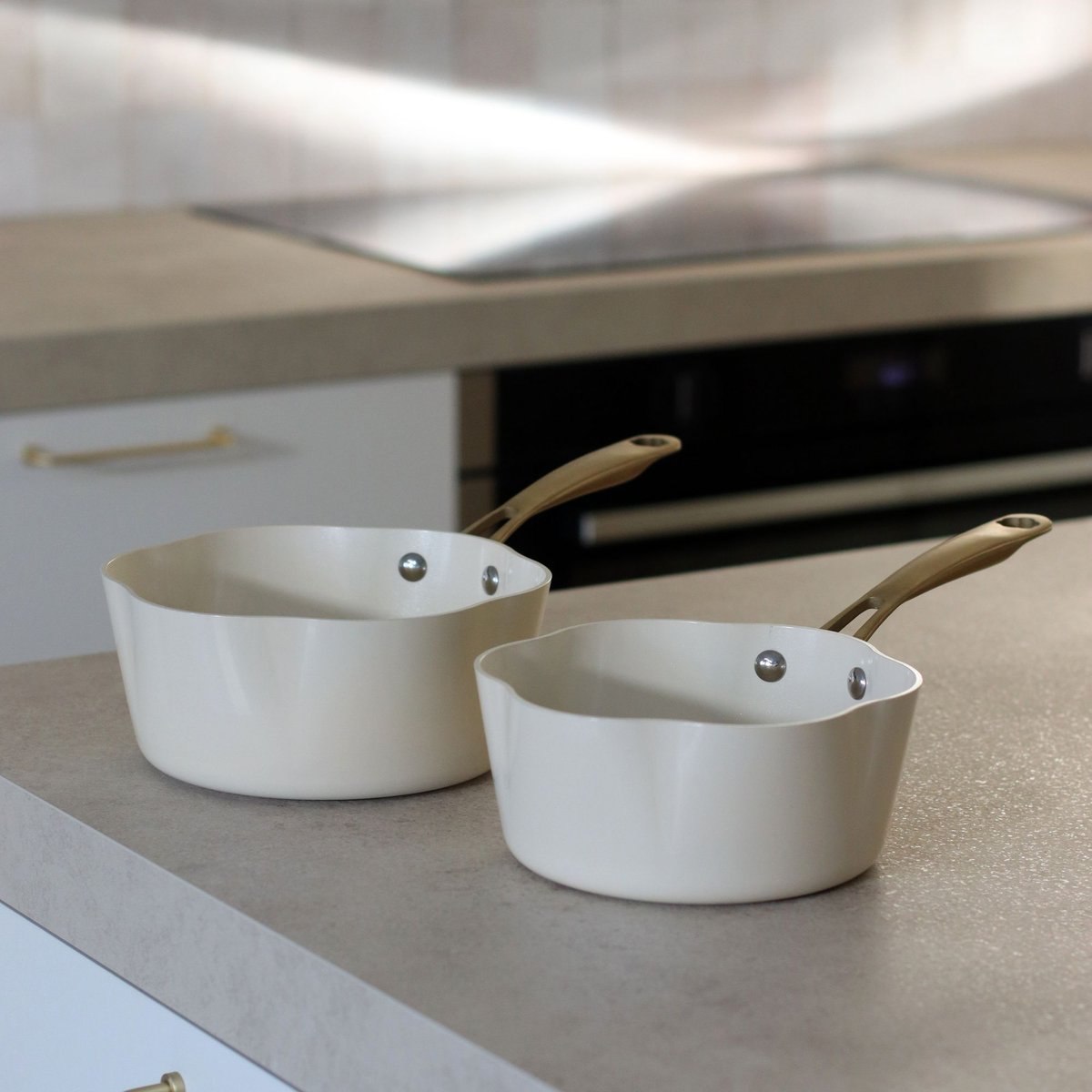 Casserole en aluminium recyclé, DAHLIA beige-or, MENASTYL