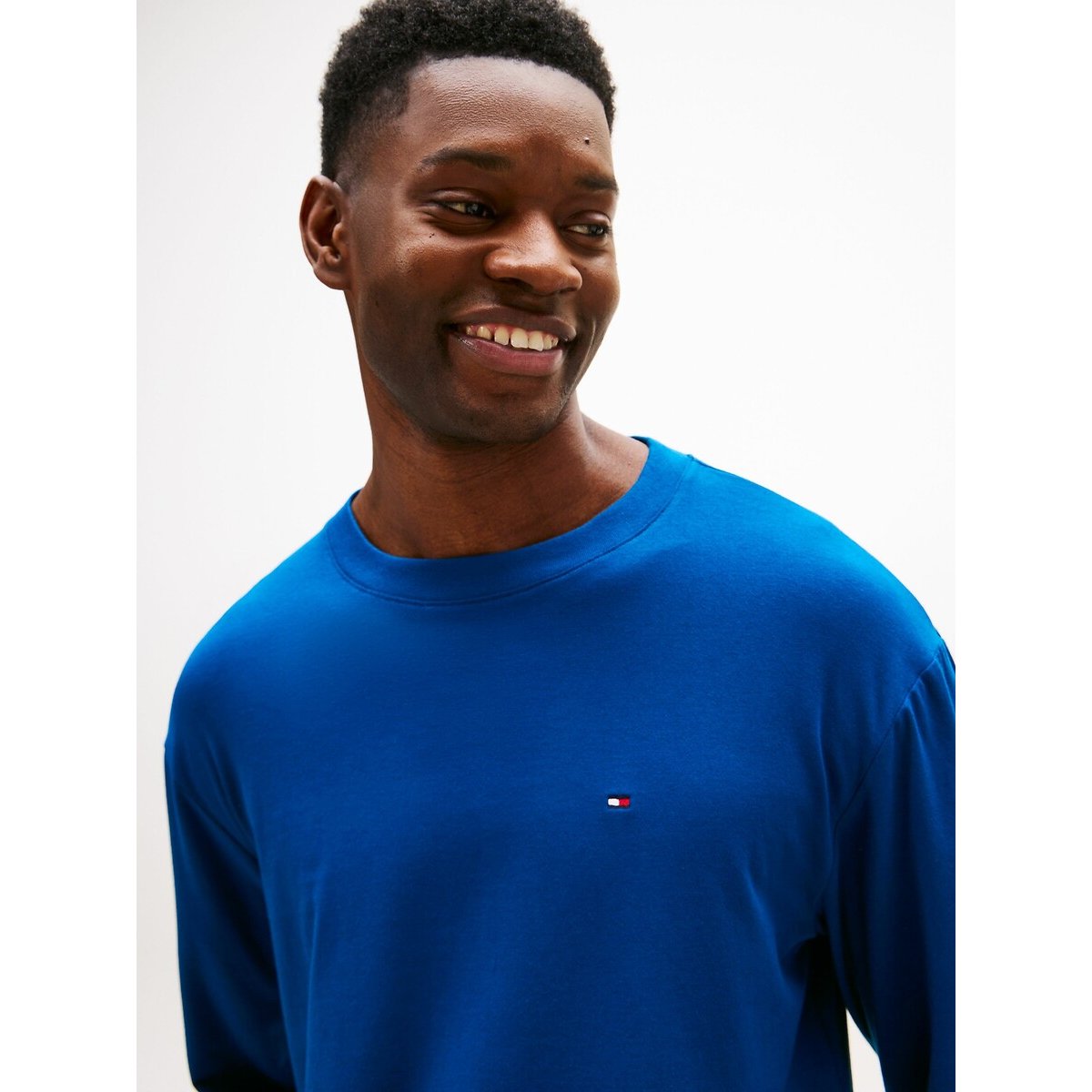 Pyjama long en jersey de coton bleu, TOMMY HILFIGER