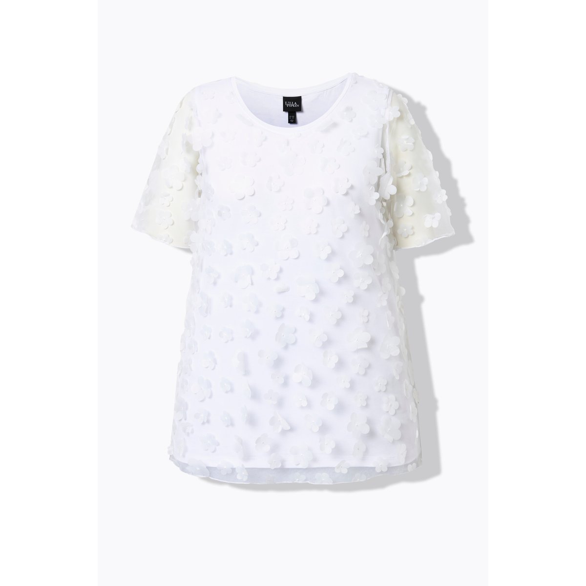 Blouse avec applications florales blanc neige, ULLA POPKEN