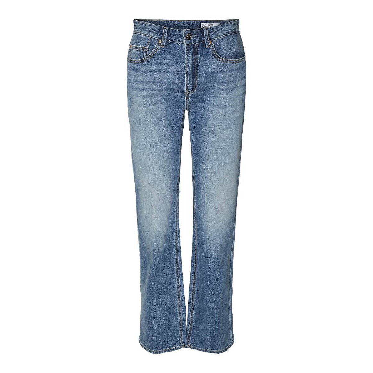 Vaqueros rectos, talle alto medium blue, VERO MODA