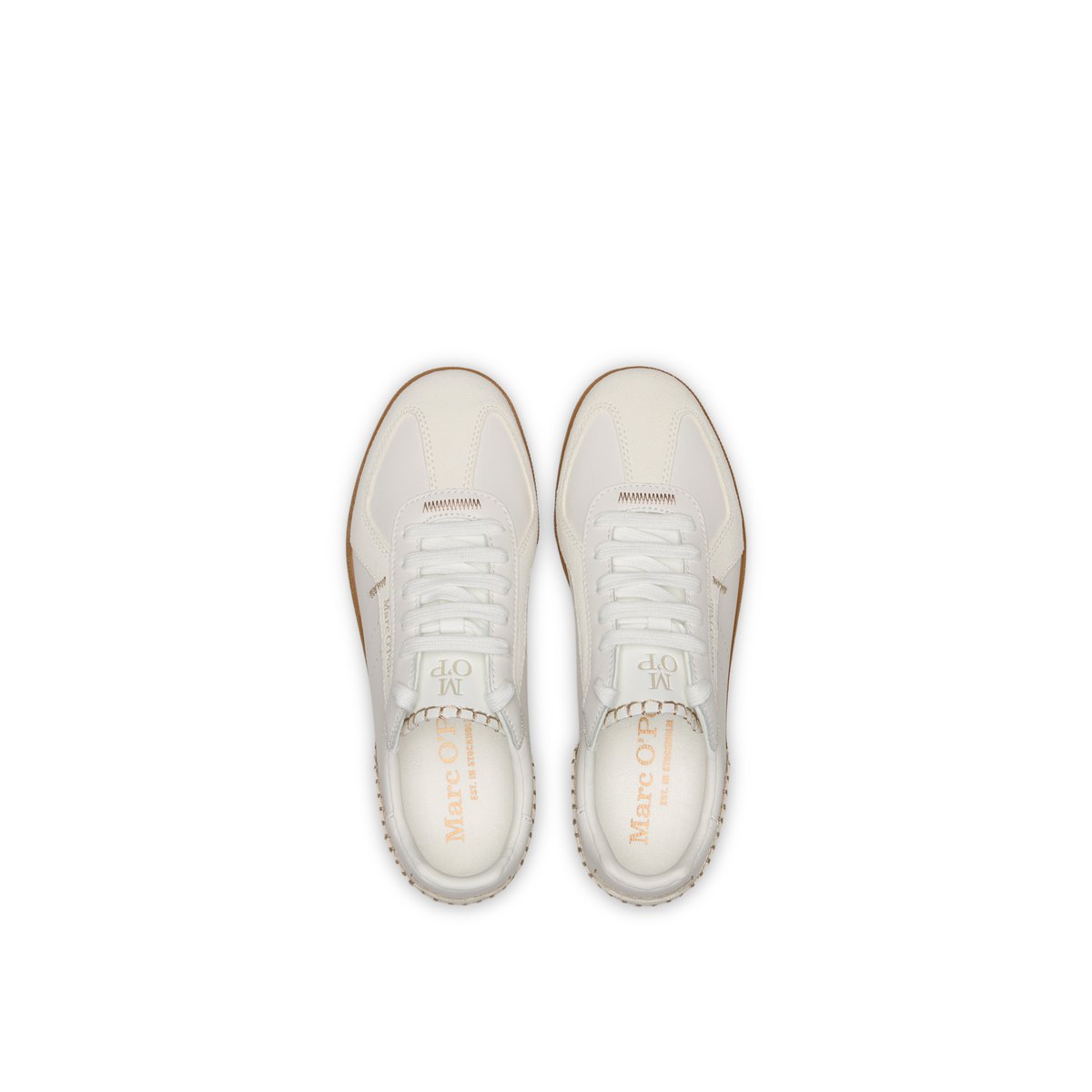 Sneaker modèle Charlie en cuir de vache de haute qualité blanc naturel, MARC O'POLO