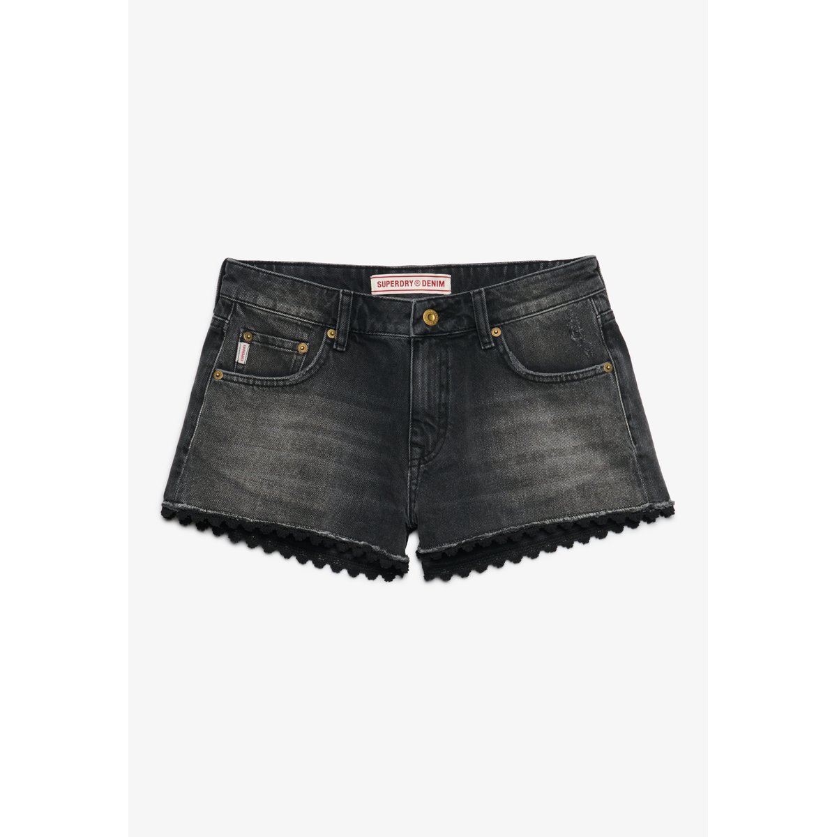 Mini short en denim pierre noire wolcott, SUPERDRY