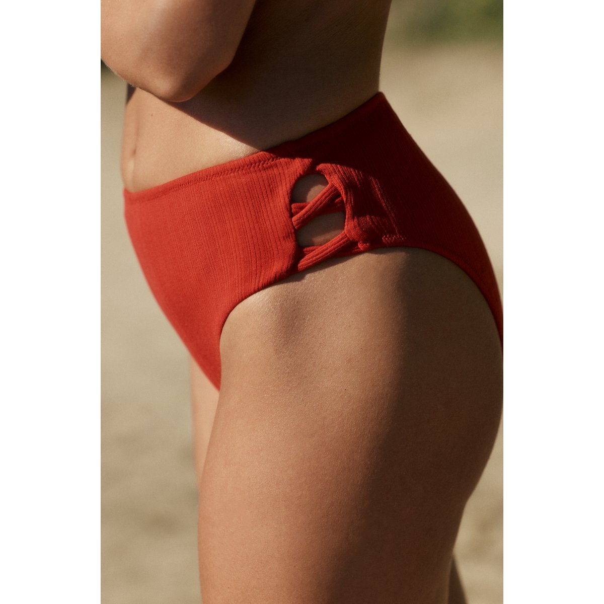 Bas de maillot de bain taille haute lacé LIEN D ETE cardinal, ETAM
