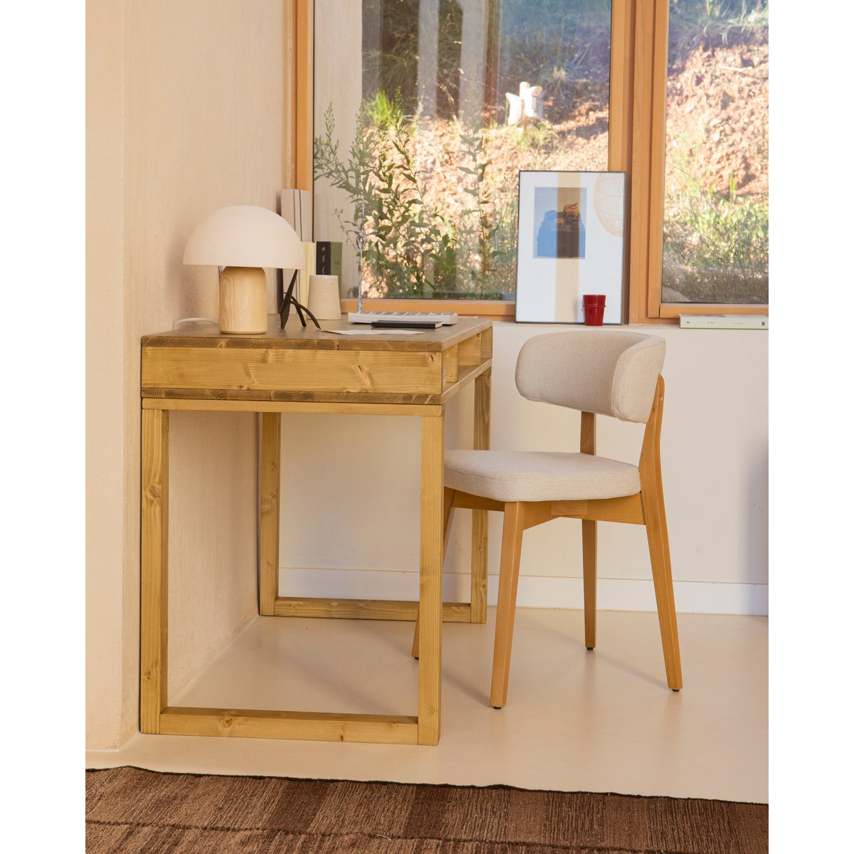 Bureau en sapin massif marron clair - NORA olivier, HANNUN
