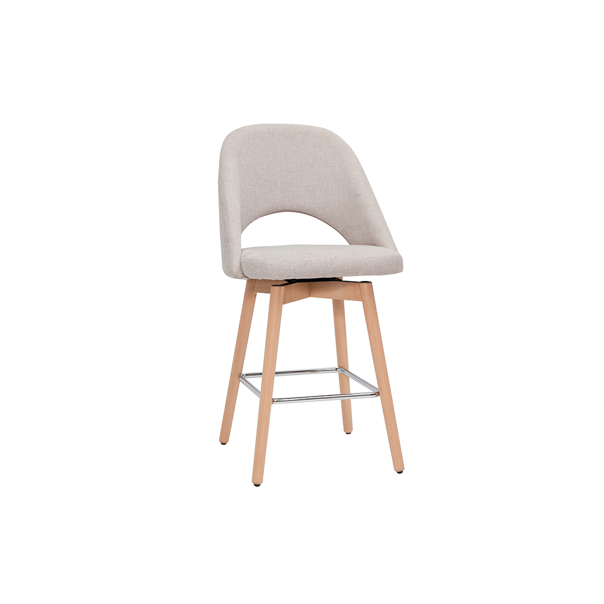 Tabourets de bar scandinaves en tissu velours côtelé vert kaki et hévéa massif 65 cm (lot de 2) COSETTE beige, MILIBOO