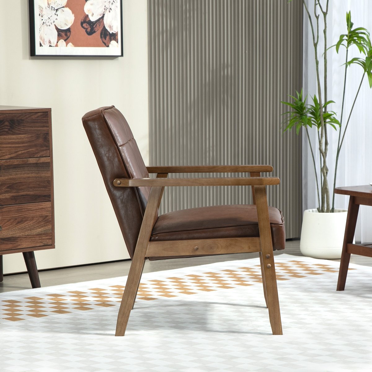 Accent Chair PU Marron marron, HOMCOM