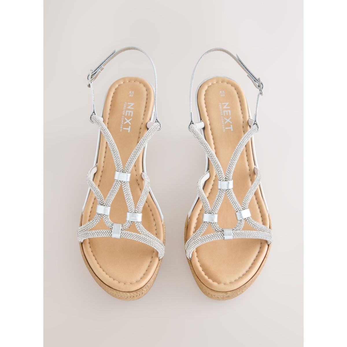 Chaussures compensées ornées de strass argent, NEXT