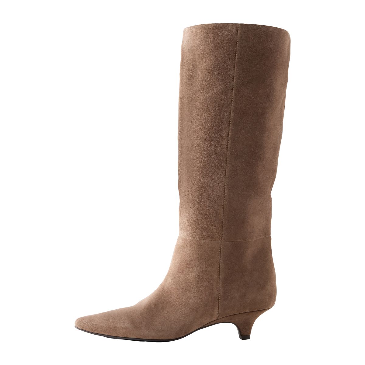 Bottes hauteur genou bout ciselé/petit talon taupe/beige, NEXT